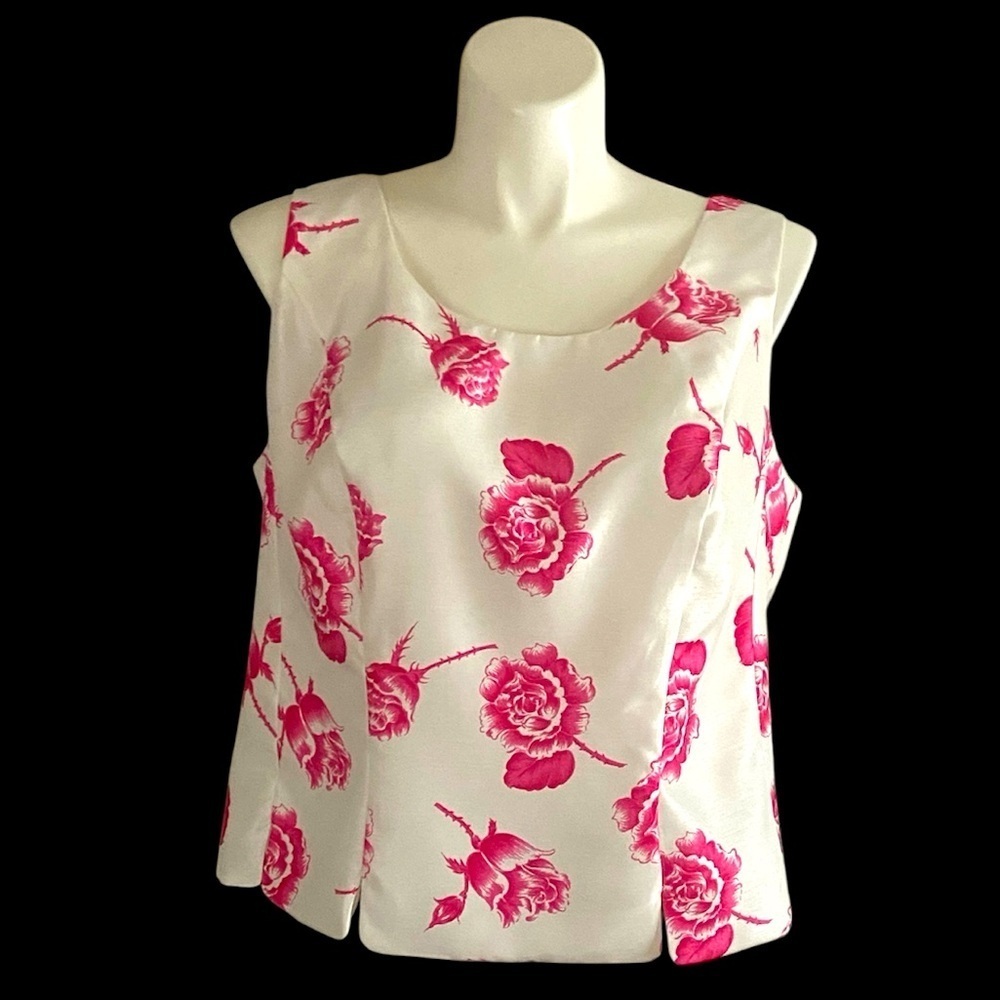 Ashley Stewart Pink and White Floral Women's Sleeveless Top Plus Size 20W